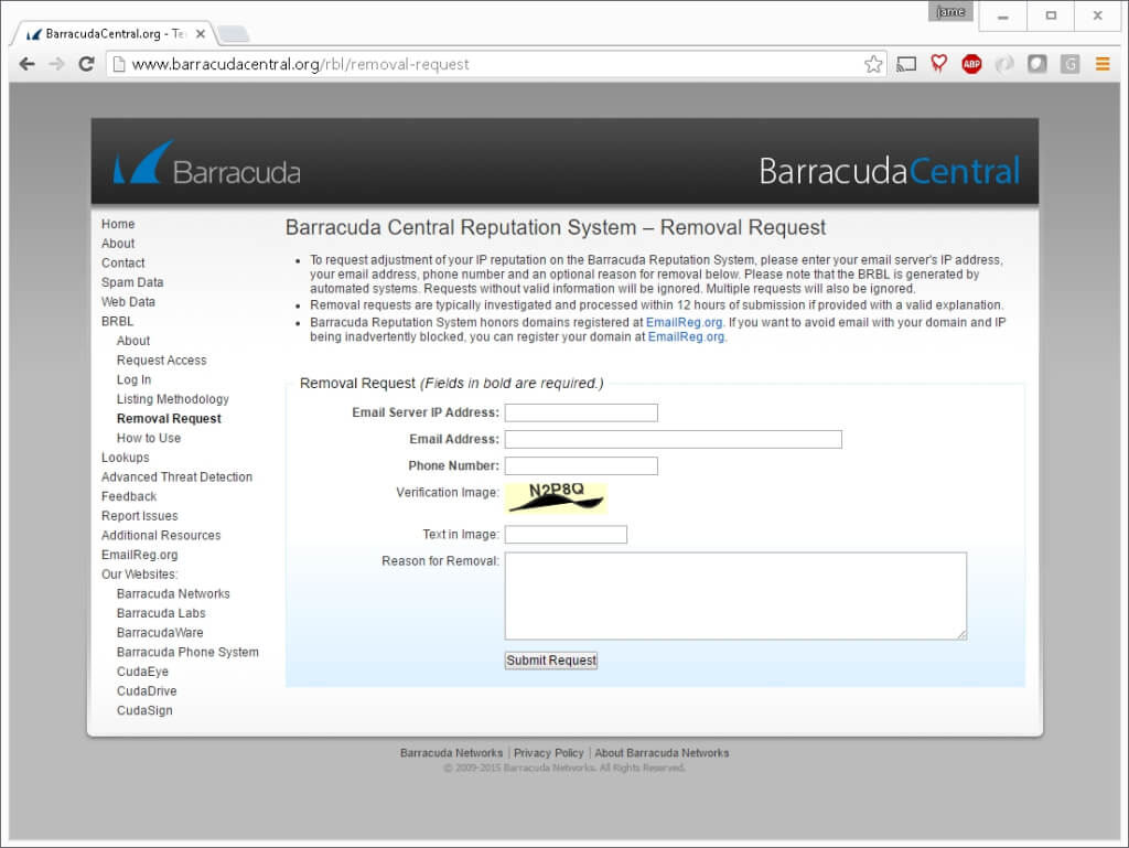 Удалить IP из Barracuda